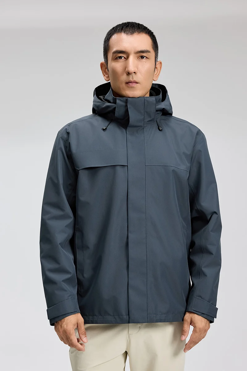 雾霾蓝外层正面穿着
